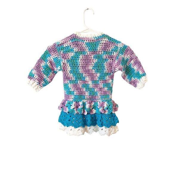 Crème Bruleé Collection Purple Blue Crocheted Victorian Inspired Tiered Ruffle C - Picture 2 of 3